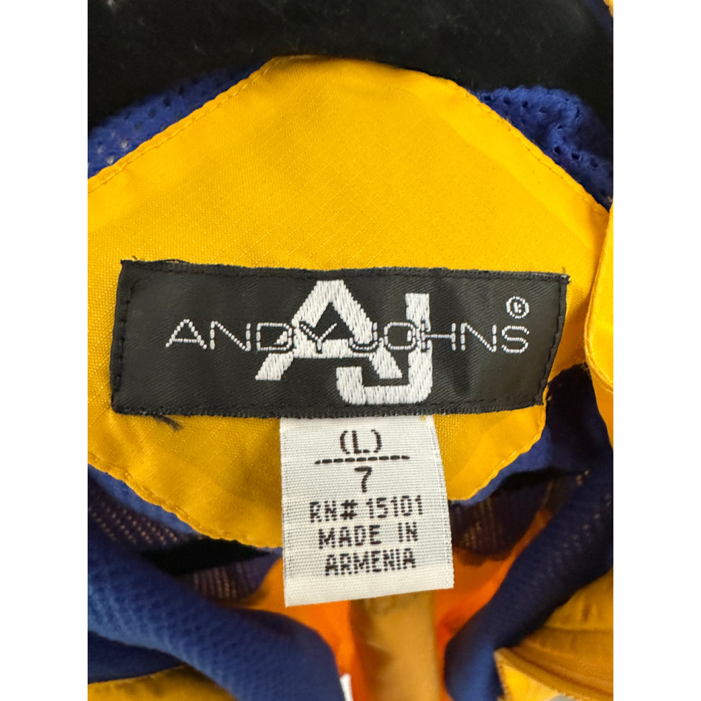 Andy Johns Kids Windbreaker Retro Colorblock Jacket Size L 7 Yellow Blue - Picture 4 of 4